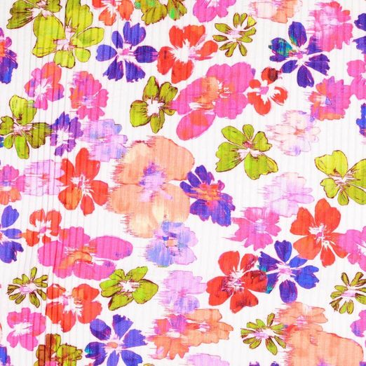 Baumwolle Rippjersey Digitaldruck - Blumen Multicolor Baumwolle Rippjersey Digitaldruck - Blumen Multicolor
