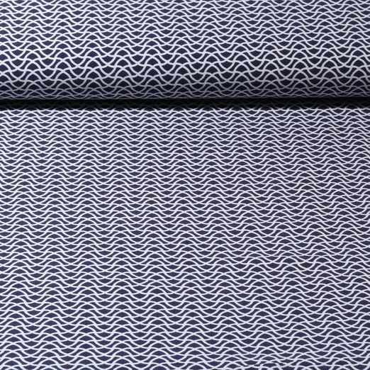 Tissu pantalon - Bengaline Stretch Grille Bleu Blanc