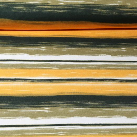 Jersey de viscose - Rayures en aquarelle Vert Jaune