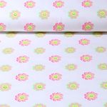 Jersey - Fleurs amusantes Blanc Fluo