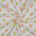 Jersey - Roliga blommor vit neon
