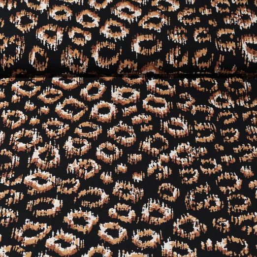 Popeline de viscose - Motif léopard rayé Noir