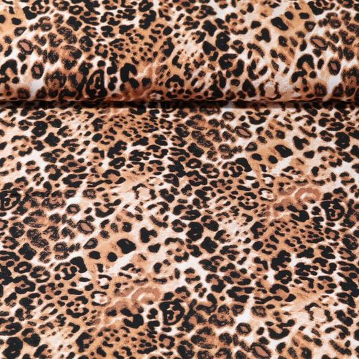 Viscose - Petit motif léopard Beige Noir