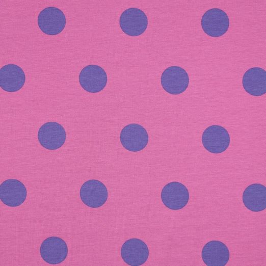 Sommersweat French Terry Big Dots auf Fuchsia