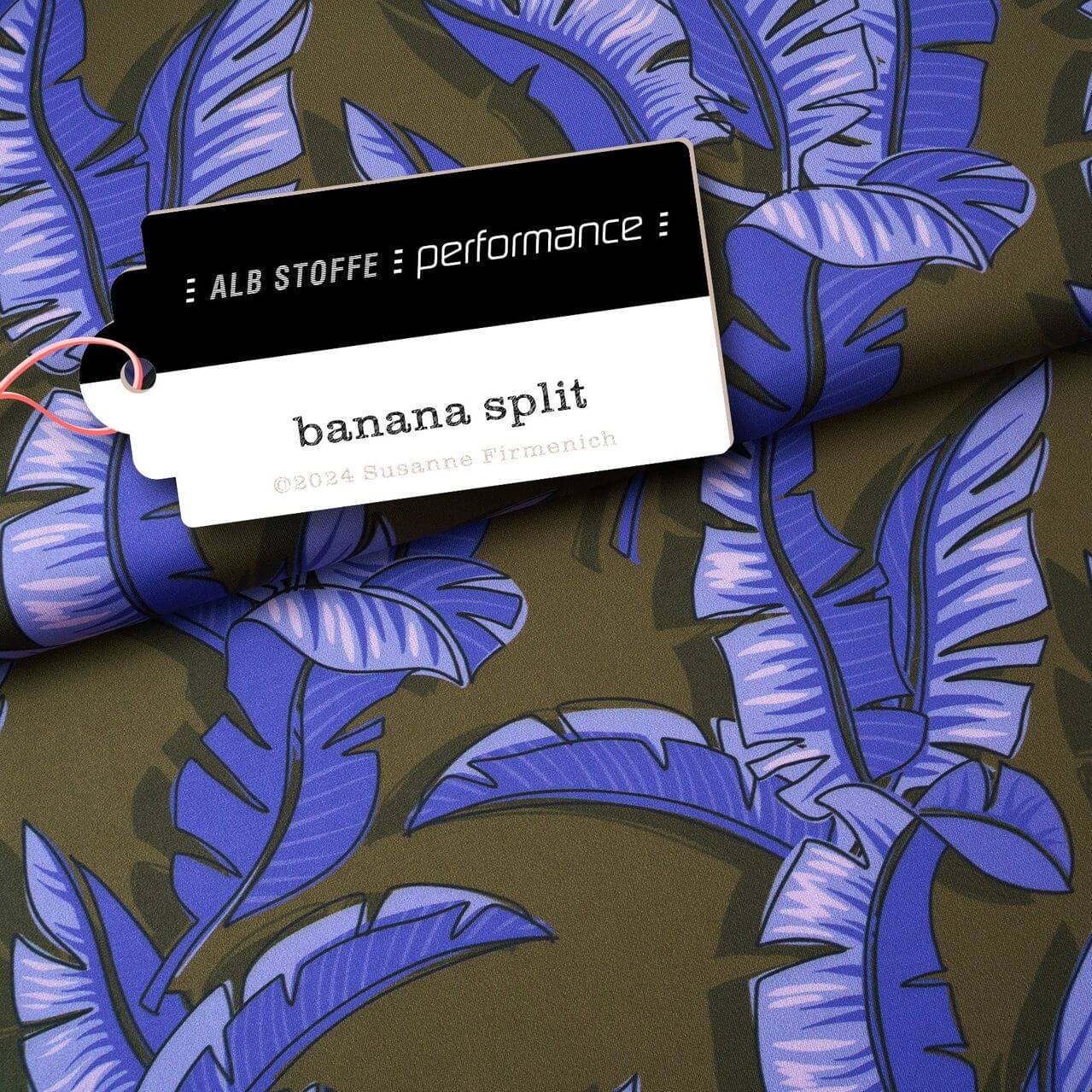 Tissu Albstoffe - Collection Performance - Banane Split Vert olive-0 Tissu Albstoffe - Collection Performance - Banane Split Vert olive-0