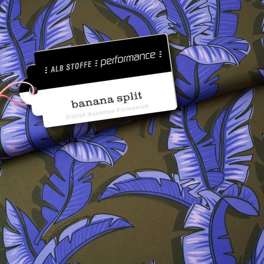 Tissu Albstoffe - Collection Performance - Banane Split Vert olive Tissu Albstoffe - Collection Performance - Banane Split Vert olive