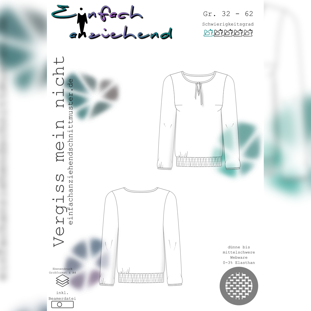 Bluse - Vergiss mein nicht - Schnittmuster eBook-1 Bluse - Vergiss mein nicht - Schnittmuster eBook-1
