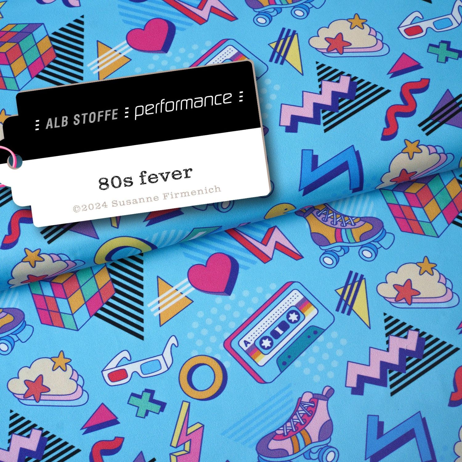 Collection Performance Albstoffe - Confettis 80s Bleu Fever-1 Collection Performance Albstoffe - Confettis 80s Bleu Fever-1