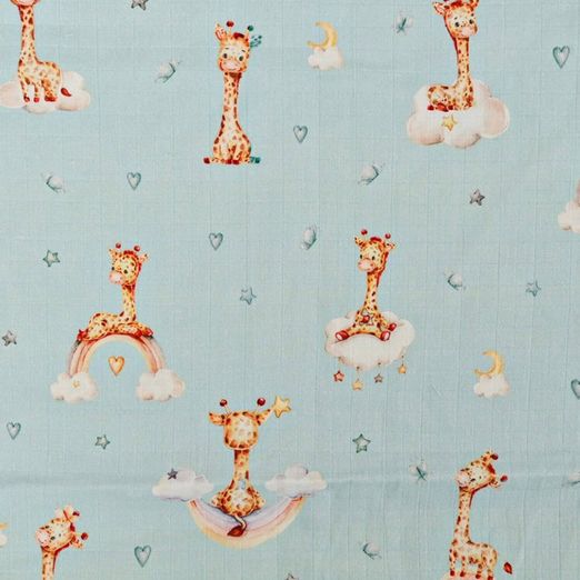 Musselin - Kleine Giraffen Mint Musselin - Kleine Giraffen Mint