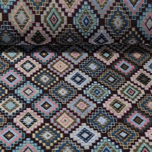 Gobelin - Rauten Blau Multicolor