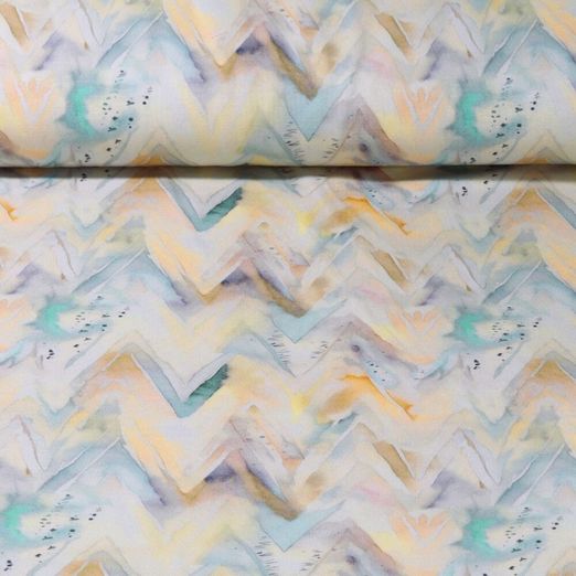 Jersey – Impression digitale Zigzag Aquarelle Beige