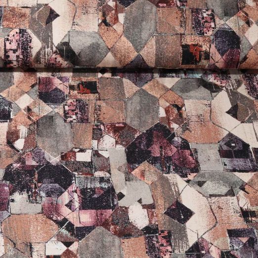Toile de coton canevas - Impression digitale Abstrait géométique Marron