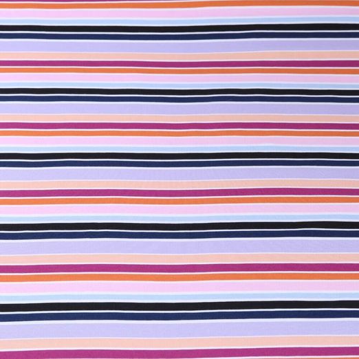 Jersey - Patches Kombistoff Streifen Blau Multicolor
