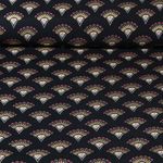 Velours côtelé Babycord / milleraies - Eventails Boho Noir Doré