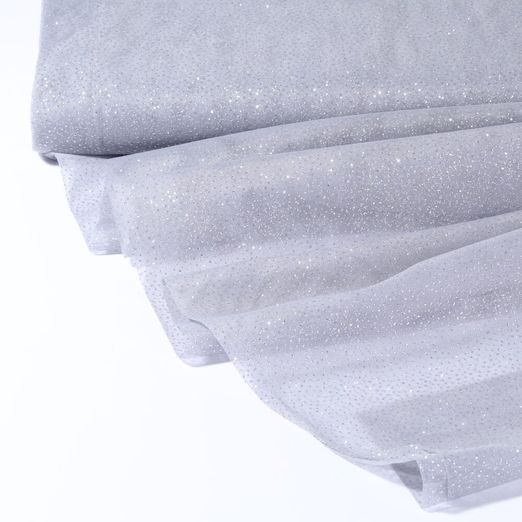 Tulle souple Princesse - Gris clair Paillettes argentées