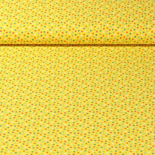 Cretonne de coton - Pois multicolores Jaune