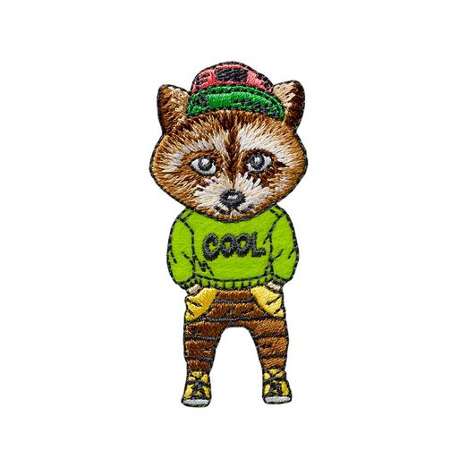 Patch Waschbär mit Mütze