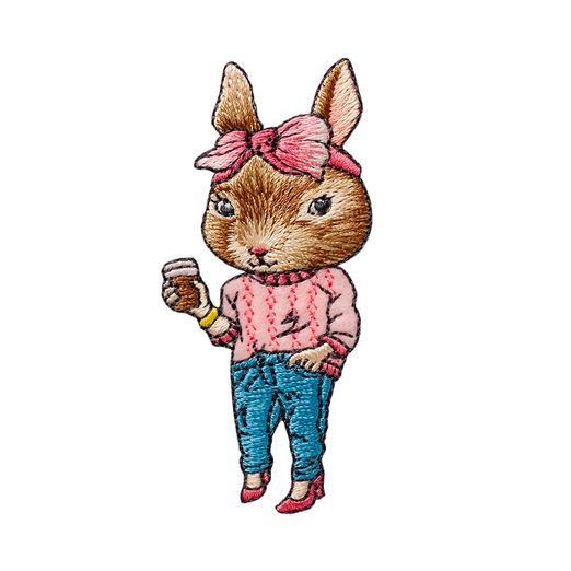 Ecusson thermocollant Lapin avec café