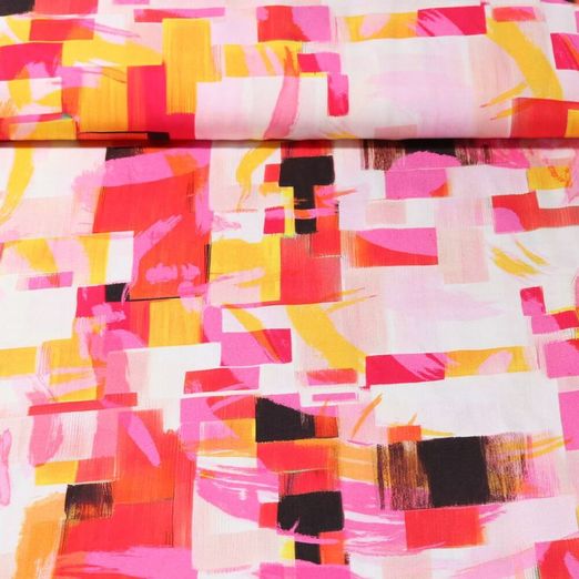 Viskose - Digitaldruck Abstraktes Muster Fuchsia