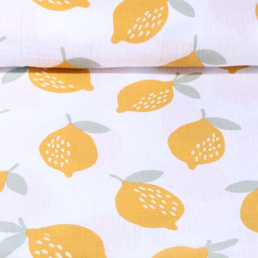 Mousseline de coton - Citrons Blanc