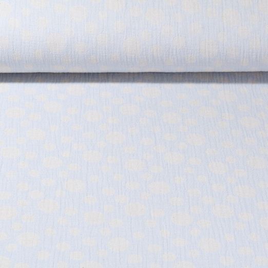 Mousseline de coton - Jacquard Double face Pois Bleu clair