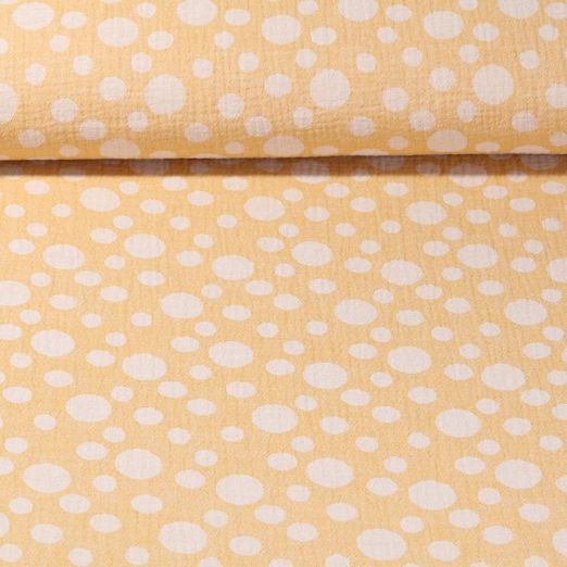 Mousseline de coton - Jacquard Double face Pois Jaune