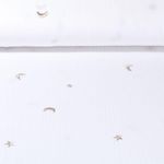 Mousseline de coton - Etoiles et lunes brodées Blanc cassé