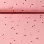 Mousseline de coton - Petits coeurs Rose foncé