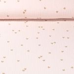 Mousseline de coton - Petits coeurs Crème