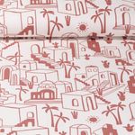 Toile de coton canevas - Ville du désert Blanc cassé