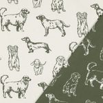 Canvas de Algodão - Cães Ecru Verde Canvas de Algodão - Cães Ecru Verde