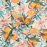 Baumwoll-Canvas - Digitaldruck Orangen Weiß Baumwoll-Canvas - Digitaldruck Orangen Weiß