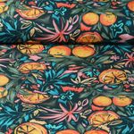 Toile de coton canevas - Impression digitale Oranges Vert pétrole