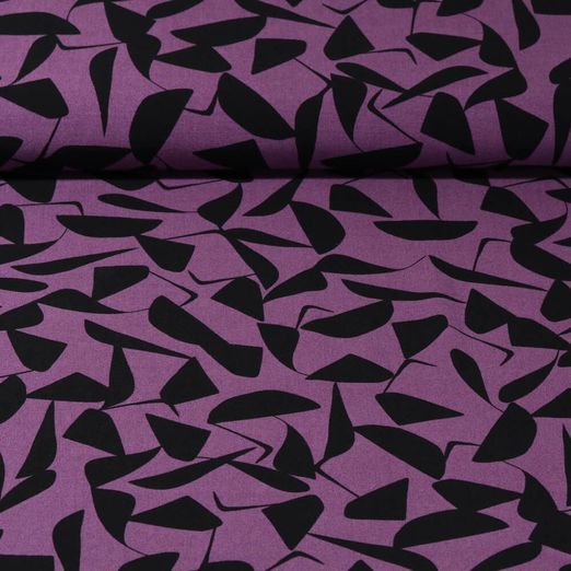 Popeline de viscose - Stretch Abstrait Aubergine