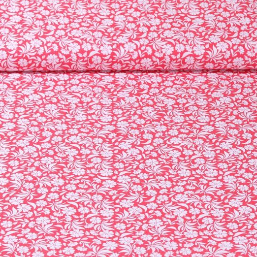 Baumwoll-Popeline - Blumen Rot