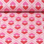 Jersey jacquard bio - Hamburger Liebe Hand on Heart ASS Beige Pink