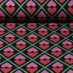 Jersey jacquard bio - Hamburger Liebe Hand on Heart Noir