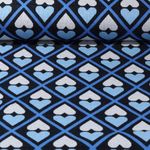 Bio Jacquard Jersey - Hamburger Liebe Hand on Heart ASS Schwarz Blau