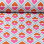 Bio Jacquard Jersey - Hamburger Liebe Hand on Heart ASS Beige Rosa