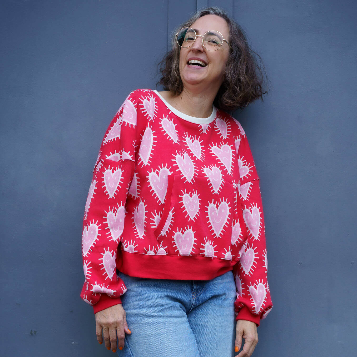 Jersey jacquard bio - Hamburger Liebe Hand on Heart Mood Rouge-1 Jersey jacquard bio - Hamburger Liebe Hand on Heart Mood Rouge-1
