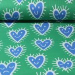 Orgaaninen Jacquard Jersey - Hamburger Liebe Hand on Heart Mood Vihreä