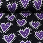 Jersey jacquard bio - Hamburger Liebe Hand on Heart Mood Noir