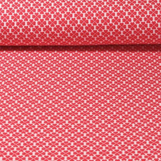 Bio Jacquard Jersey - Hamburger Liebe Hand on Hearts Lucky Knit Rot