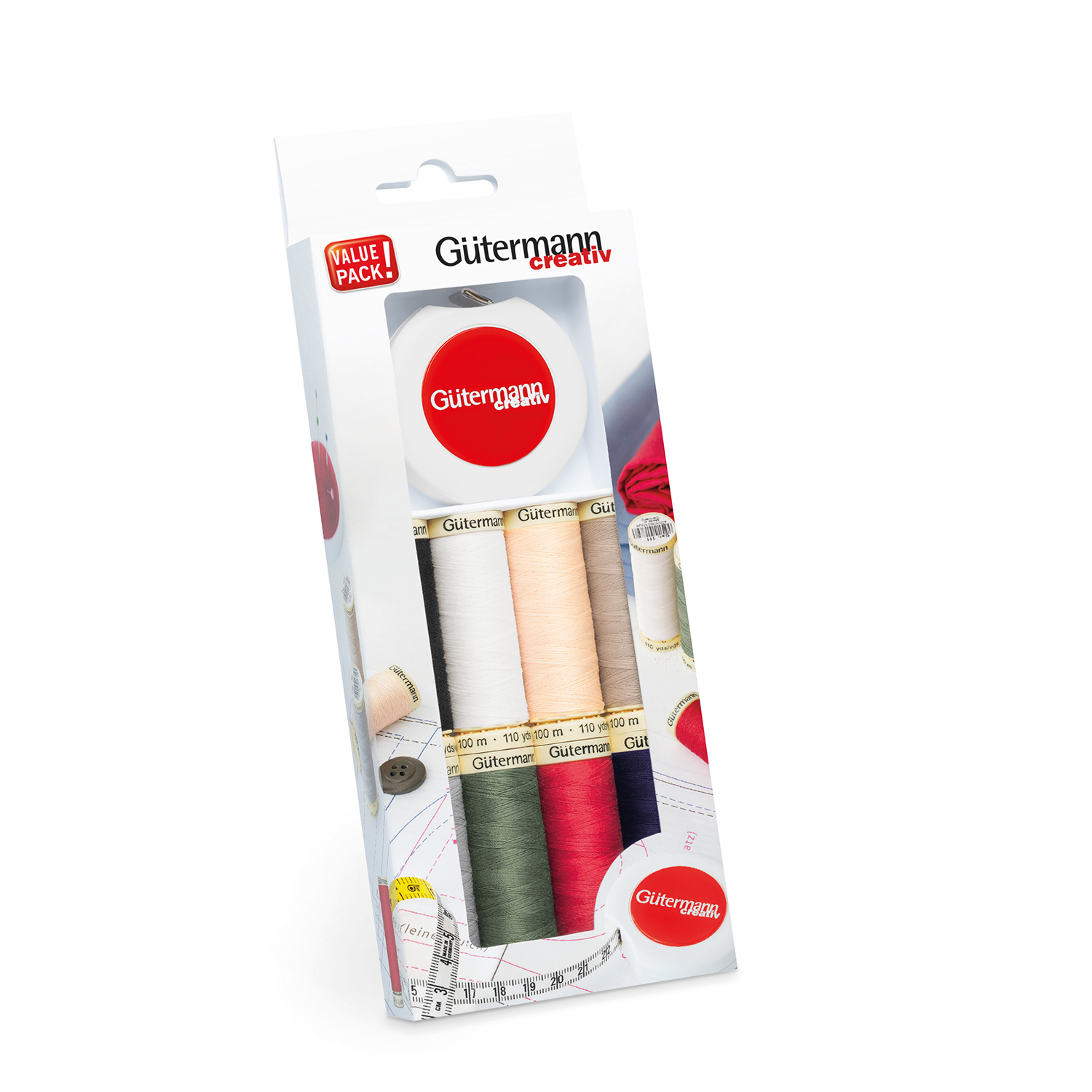 Set de fils à coudre Gütermann avec mètre ruban enrouleur-0 Set de fils à coudre Gütermann avec mètre ruban enrouleur-0