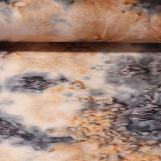 Jersey Velours Ice - Super stretch Batik Brun doré Gris