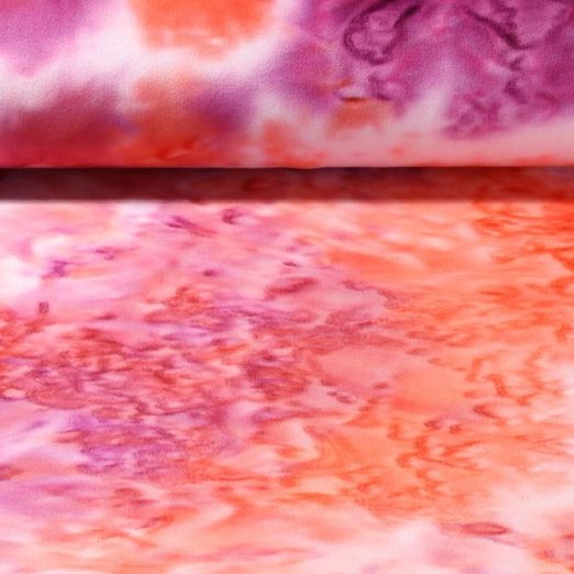 Jersey Velours Ice - Super stretch Batik Lilas Orange