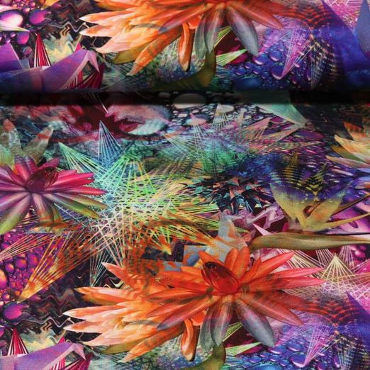 Jersey – Impression digitale Fleurs Multicolore