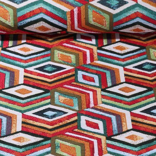 Gobelin Jacquard - 3D Muster Multicolor