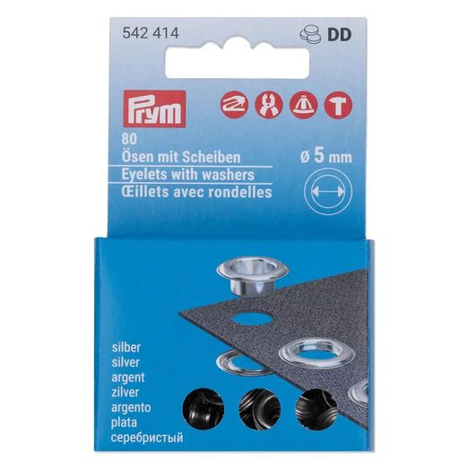 PRYM Ösen mit Scheiben Nachfüllset - 5 mm - silber