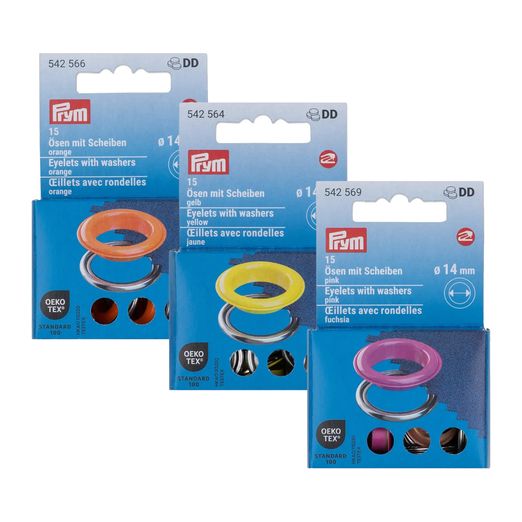 PRYM bunte Ösen - 14mm - 15 Stück